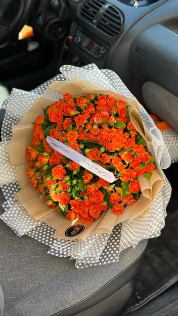دسته گل فول رز مینیاتور نارنجی | بوتیک گل کاتلیا